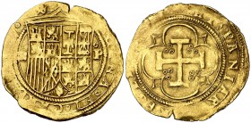 Juana y Carlos. Segovia. . 1 escudo. (Cal. 50). 3,30 g. Rara. MBC+.