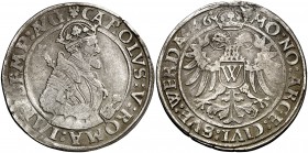 1546. Carlos I. Donauworth. 1 taler. (Kr. 3) (Dav. 9170). 28,45 g. Golpecitos. Escasa. MBC-.