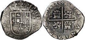 1597. Felipe II. Sevilla. B. 8 reales. (Cal. 254). 26,86 g. Rara. MBC.