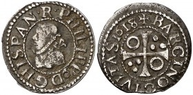 1618. Felipe III. Barcelona. 1/2 croat. (Cal. 541). 1,23 g. Escasa. MBC.