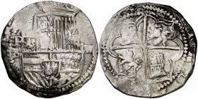 s/d. Felipe III. Potosí. B. 8 reales. (Cal. 121). 26,90 g. Leves oxidaciones. MBC-.