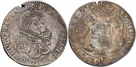 1618. Alberto e Isabel. Amberes. 1 ducatón. (Vti. 387) (Vanhoudt 617.AN). 32,08 g. Defecto en canto. Pátina. MBC.