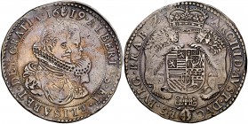 1619. Alberto e Isabel. Amberes. 1 ducatón. (Vti. 388) (Vanhoudt 617.AN). 32,20 g. Pátina. MBC.