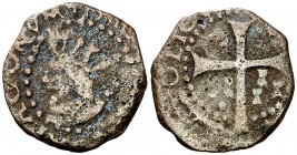s/d. Felipe IV. Mallorca. 1 dobler. (Cal. 1464) (Cru.C.G. 4432). 1,52 g. Rara. MBC-.