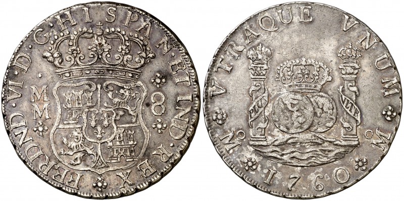1760. Fernando VI. México. MM. 8 reales. (Cal. 346). 27 g. Columnario. Bella. Pa...