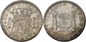 1771. Carlos III. México. FM. 8 reales. (Cal. 914). 26,90 g. Columnario. Leves marquitas. Atractiva. Escasa así. EBC-/MBC+.