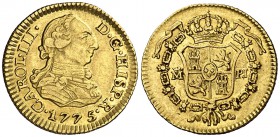 1775. Carlos III. Madrid. PJ. 1/2 escudo. (Cal. 769). 1,77 g. Buen ejemplar. MBC+.