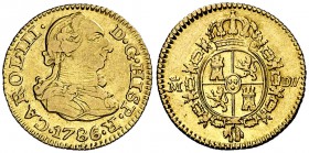 1786. Carlos III. Madrid. DV. 1/2 escudo. (Cal. 778). 1,69 g. MBC-/MBC.