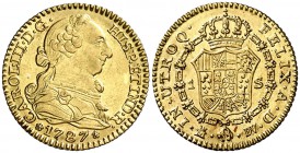 1787. Carlos III. Madrid. DV. 1 escudo. (Cal. 629). 3,30 g. Leves marquitas. Bella. Ex Áureo & Calicó 11/12/2014, nº 485. Escasa así. EBC.