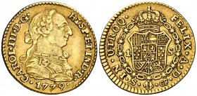 1779. Carlos III. Sevilla. CF. 1 escudo. (Cal. 745). 3,35 g. MBC/MBC+.