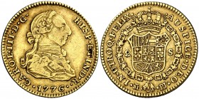 1776. Carlos III. Madrid. PJ. 2 escudos. (Cal. 449). 6,66 g. Escasa. MBC-/MBC.