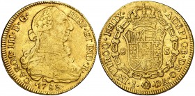 1783. Carlos III. Santiago. DA. 8 escudos. (Cal. 240) (Cal.Onza 941). 26,93 g. MBC-/MBC.