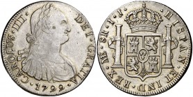 1799. Carlos IV. Lima. IJ. 8 reales. (Cal. 654). 27,01 g. Pátina. MBC+.