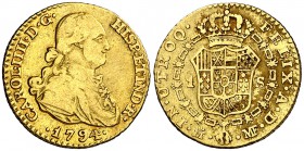 1794. Carlos IV. Madrid. MF. 1 escudo. (Cal. 493). 3,37 g. BC+/MBC-.