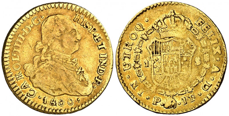 1800. Carlos IV. Popayán. JF. 1 escudo. (Cal. 531) (Restrepo 85-18). 3,36 g. Bon...