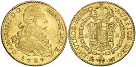 1789. Carlos IV. Madrid. MF. 2 escudos. (Cal. 323). 6,67 g. Parte de brillo original. MBC/MBC+.