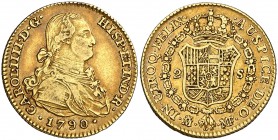 1790. Carlos IV. Madrid. MF. 2 escudos. (Cal. 324). 6,61 g. Preciosa pátina. MBC/MBC+.