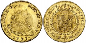 1797. Carlos IV. Madrid. MF. 2 escudos. (Cal. 334). 6,72 g. MBC+.