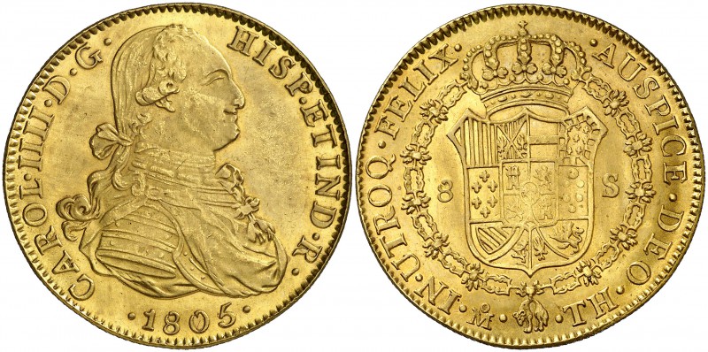 1805. Carlos IV. México. TH. 8 escudos. (Cal. 60) (Cal.Onza 1041). 26,97 g. Bell...