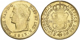 1813. José Napoleón. Madrid. RN. 80 reales. (Cal. 12). 6,74 g. Parte de brillo original. Ex Áureo & Calicó 23/10/2013, nº 730. Ex Colección Permanyer....