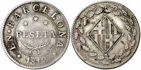 1812. Catalunya Napoleónica. Barcelona. 1 peseta. (Cal. 48). 5,57 g. MBC.