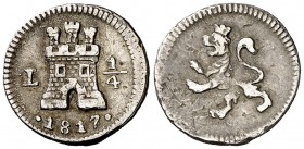 1817. Fernando VII. Lima. 1/4 real. (Cal. 1458). 0,80 g. MBC.