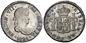 1821. Fernando VII. Potosí. PJ. 1/2 real. (Cal. 1374). 1,81 g. EBC-.