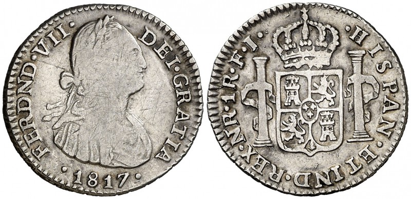 1817. Fernando VII. Santa Fe de Nuevo Reino. FJ. 1 real. (Cal. 1212) (Restrepo 1...