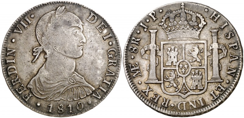 1810. Fernando VII. Lima. JP. 8 reales. (Cal. 475). 26,76 g. Busto indígena. Pát...