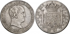 1823. Fernando VII. Madrid. SR. 20 reales. (Cal. 517). 26,82 g. Tipo "cabezón". Buen ejemplar. MBC+.