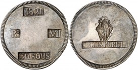 1821. Fernando VII. Mallorca. 30 sous. (Cal. 525). 26,51 g. Doble acuñación del escudo de la ciudad. MBC.