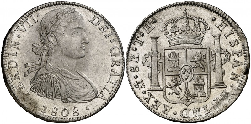 1808. Fernando VII. México. TH. 8 reales. (Cal. 537). 27 g. Busto imaginario. Pe...