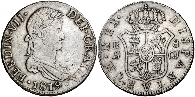1819. Fernando VII. Sevilla. CJ. 8 reales. (Cal. 643). 26,81 g. Leves marquitas....