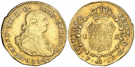 1814. Fernando VII. Popayán. JF. 1 escudo. (Cal. 312) (Restrepo 123-13). 3,35 g. Buen ejemplar. Escasa. MBC+.