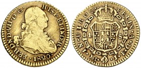 1820. Fernando VII. Santa Fe de Nuevo Reino. J. 1 escudo. (Cal. 338) (Restrepo 122-27). 3,32 g. Escasa. BC+/MBC-.