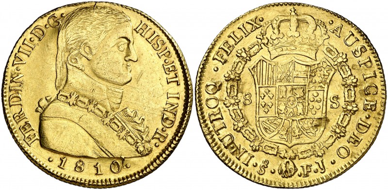 1810. Fernando VII. Santiago. JJ. 8 escudos. (Cal. 114) (Cal.Onza 1346). 26,98 g...