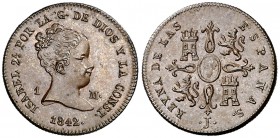 1842. Isabel II. Jubia. 1 maravedí. (Cal. 565). 1,54 g. Bella. EBC+.