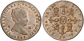 1847. Isabel II. Jubia. 4 maravedís. (Cal. 517). 5,12 g. Ceca: JA. Parte de brillo original. EBC/EBC+.