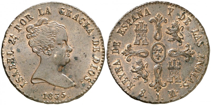 1835. Isabel II. Jubia. 8 maravedís. (Cal. 472). 10,66 g. Valor en reverso. Marc...