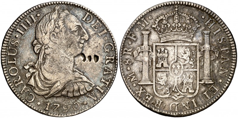 1790. Carlos IV. México. FM. 8 reales. 25,70 g. Busto de Carlos III. Ordinal IV....