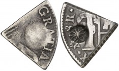 (1815). Curaçao. Ocupación Británica. (De Mey 488, lo atribuye al dominio holandés) (Kr. 13). 4,74 g. Resello rosa de cinco pétalos en círculo, para c...