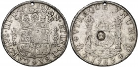 (1797). Gran Bretaña. Banco de Inglaterra. (De Mey 659) (Kr. 631). 26,64 g. Resello ovalado con el busto de Jorge III (EBC), para circular como 1 dóla...