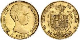 1890*1890. Alfonso XIII. MPM. 20 pesetas. (Cal. 5). 6,44 g. MBC+.