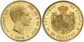 1876*1876. Alfonso XII. DEM. 25 pesetas. (Cal. 1). 8,07 g. Bella. EBC+.