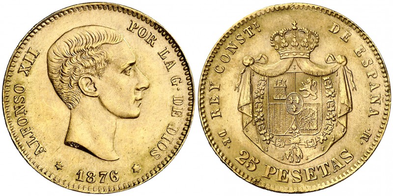 1876*19--. Estado Español. DEM. 25 pesetas. (Cal. tipo 2). 8,06 g. Segunda estre...