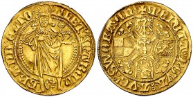 Alemania. Brandenburgo-Franconia. Albert Achilles (1464-1486). 1 goldgulden. (Fr. 304). 3,25 g. AU. Bella. Precioso color. Rara. EBC-.