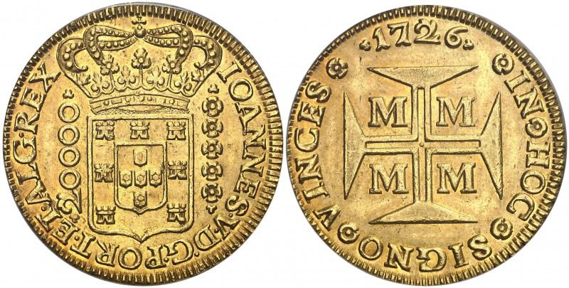 1726. Brasil. Juan V. M (Minas Gerais). 1 dobrao (20000 reis). (Fr. 33) (Gomes 1...