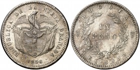 1856. Colombia. Nueva Granada. Bogotá. 1 peso. (Kr. 118). 25,02 g. AG. MBC+.