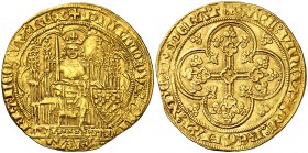 Francia. Felipe VI de Valois (1328-1350). 1 écu d'or. (Fr. 270). 4,42 g. AU. Bella. Rara. EBC/EBC-.