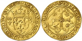 Francia. Carlos VII (1422-1461). 1 écu d'or neuf à la couronne. (Fr. 307). 3,41 g. AU. Bella. EBC-.